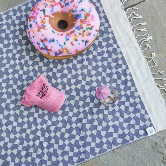 Blue Turkish Towel Wrap Beach Towel Picnic Blanket Diamond print Boho NWT - Picture 2 of 5